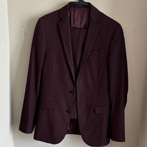 36 R Slim Elegant Burgundy Men's Suit ( Blazer and Pant )